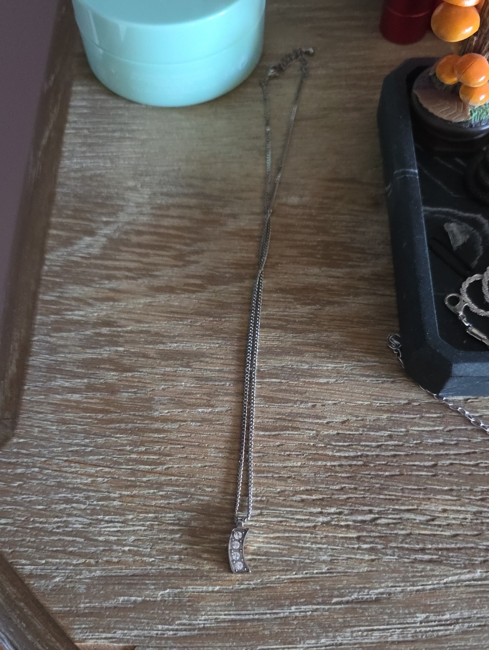 Silver-tone Chain Necklace with PavƩ Bar Pendant